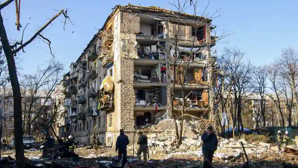 Destroyed building in Ukraine.