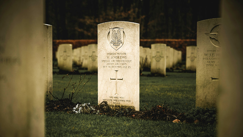 The gravestone of a soldier.
